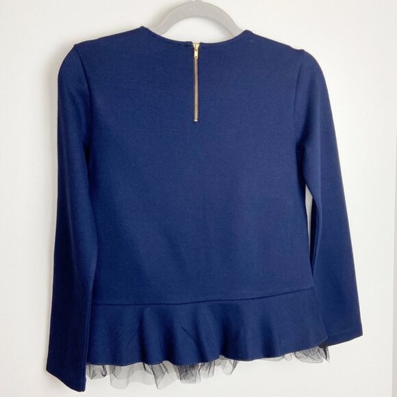 J. Crew Tulle hem peplum top Navy  Size XXS - Picture 3 of 5